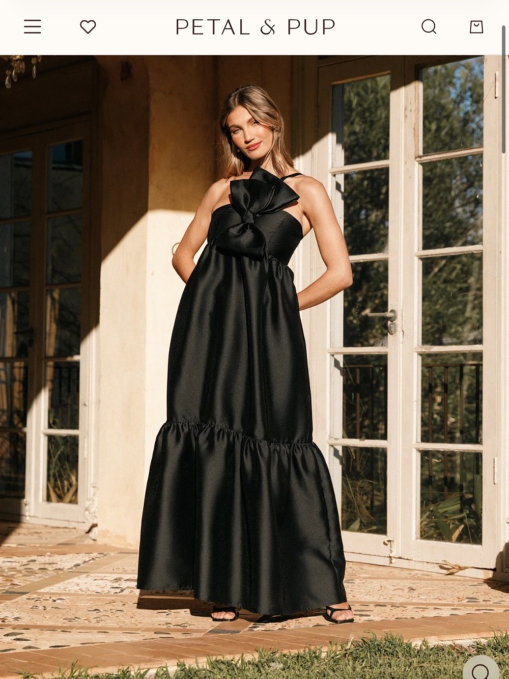 Petal & Pup Black Maxi Dress with Statement Bow